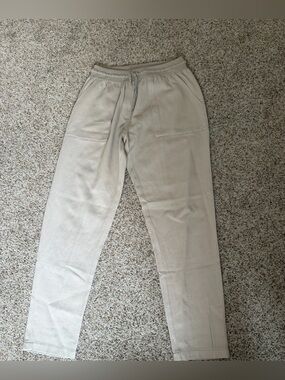 KASH Made in Italy Knit Lounge Pants Sz 44 US 8 M Beige Cotton Rayon Trousers